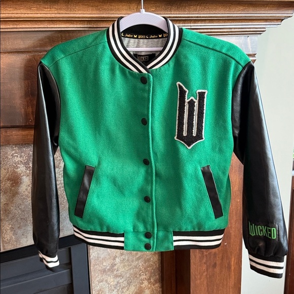 Justice Other - Justice kids Wicked Varsity Bomber Jacket faux leather kids size Small 7/8